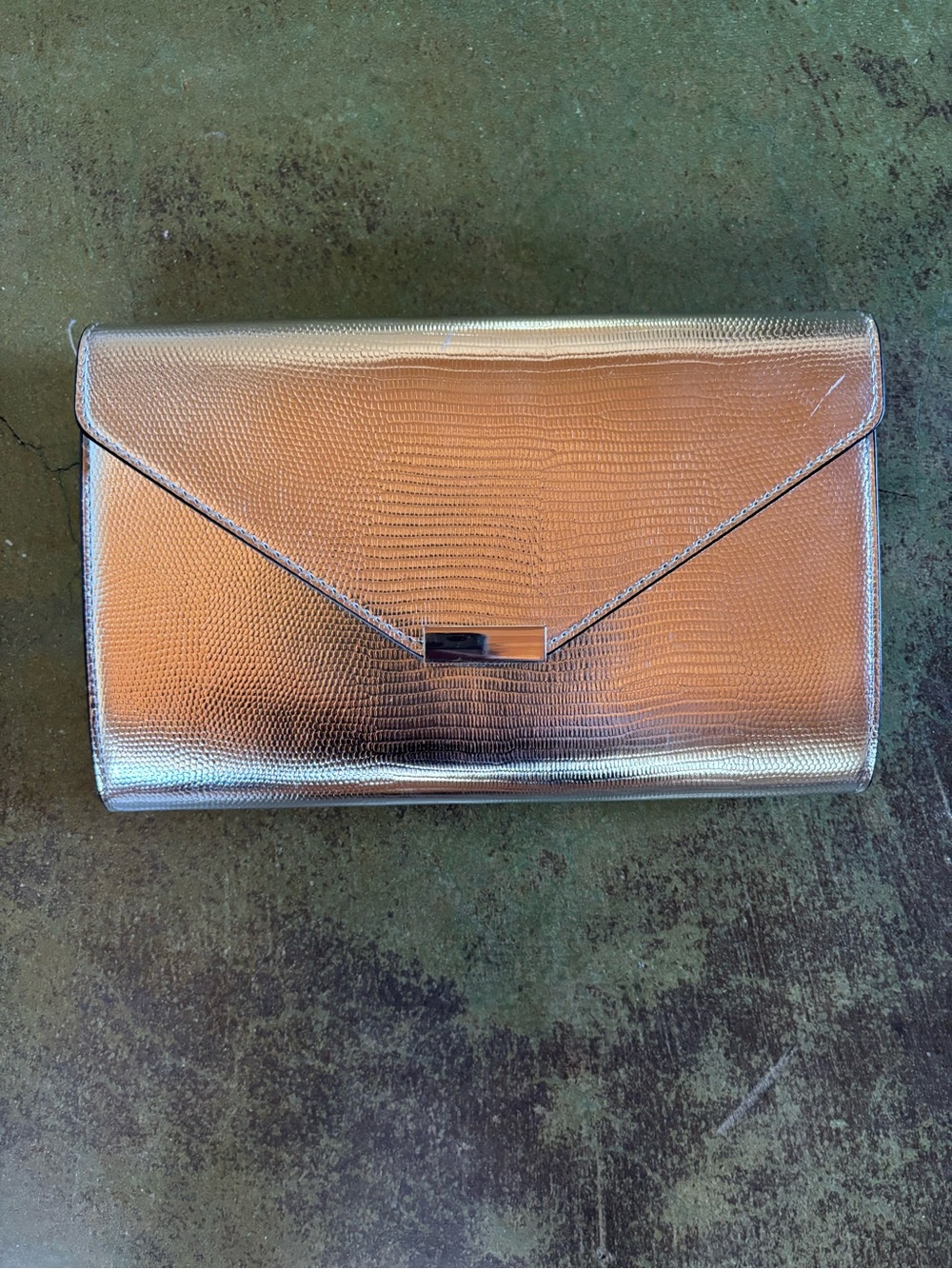 Aldo Metallic Silver Envelope Clutch